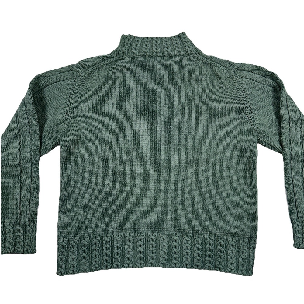 Vintage Orvis Sweater Womens S Sage Green Cable Knit Silk Blend Mock Neck 90s - Picture 7 of 7